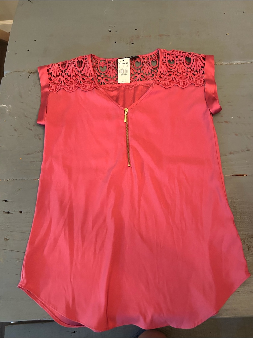 Women’s Lace Zip-Front Shell Top - Pink